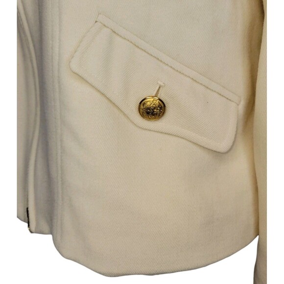 Ralph Lauren LRL Worsted Wool Hooded Jacket Blazer Womens PM Petite Ivory Gold - Picture 5 of 11